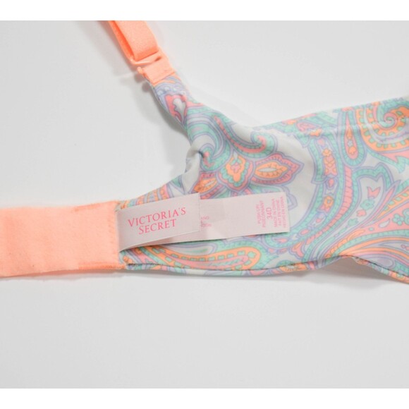 Victoria Secret Pastel Paisley Padded Push Up Underwire Bra Sz 34D - Picture 4 of 5
